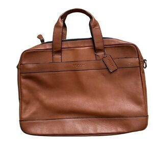 Coach Hamilton Leather Laptop Bag Briefcase Tan Brown Business Travel Bag – READ